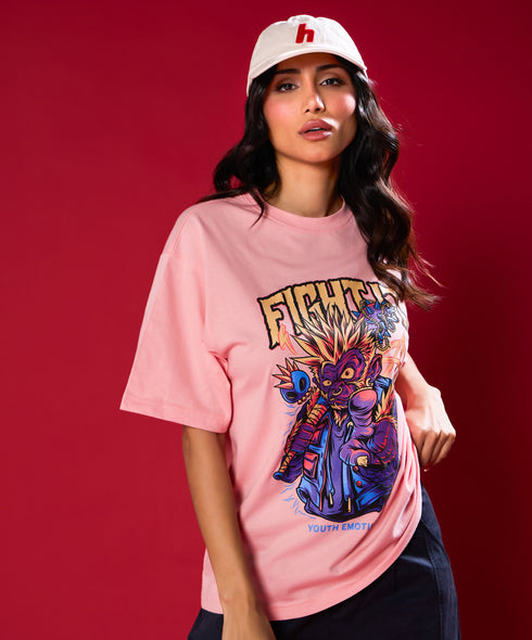 Fight Club Pink Colour Oversized Tshirt